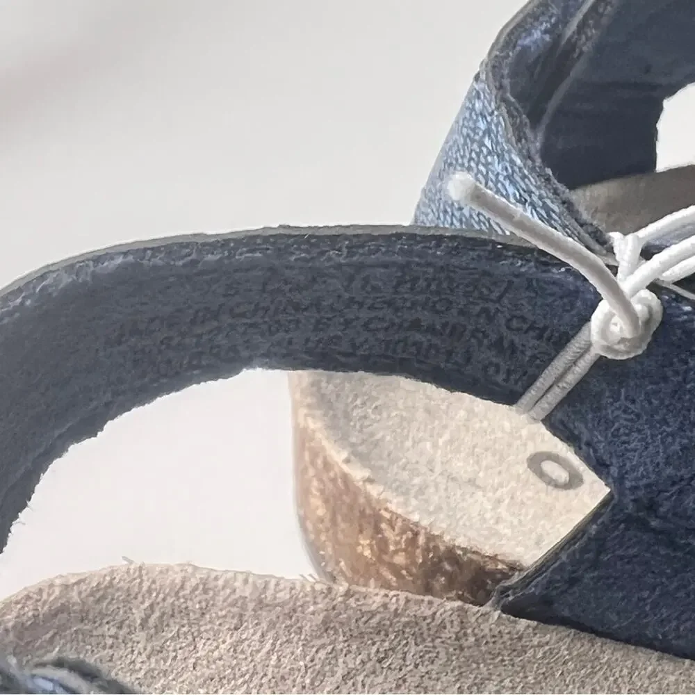 Old Navy Baby Girl Chambray Denim Double Secure Strap Sandals Sz 6-12 M